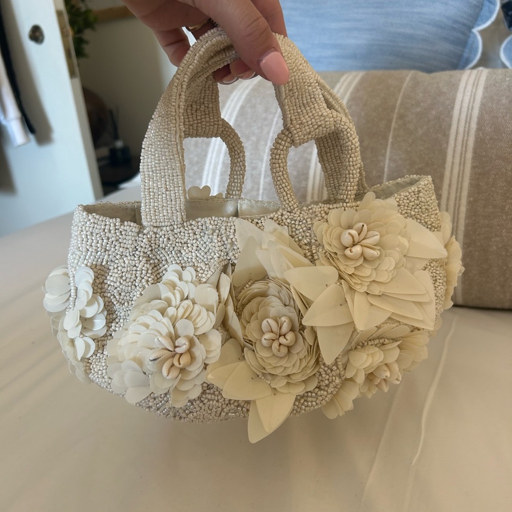 Cream beaded bag